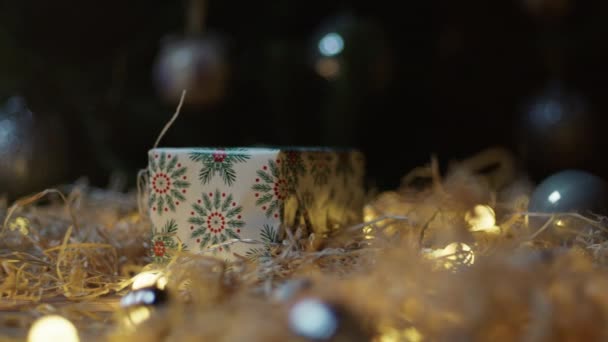 Composición Regalos Decoraciones Navideñas — Vídeo de stock