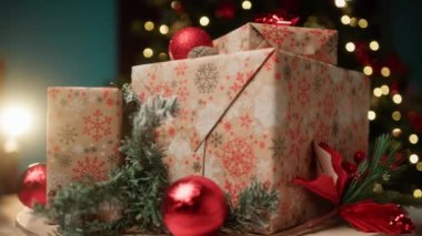 Noel hediyeleri ve taşınan süsler.