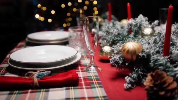 Mesa Decorada Natal Para Noite Santa — Vídeo de Stock