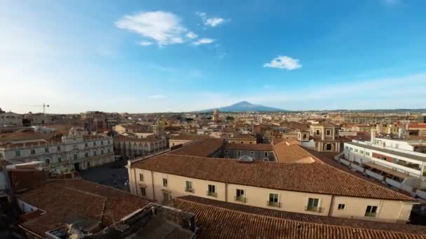 Houses Buildings Catania Etna Background — Stockvideo