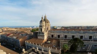 Houses and buildings in Catania with Etna background . 