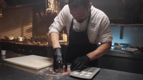 Şef Restoran Menüsünün Iyi Yemeğini Hazırlıyor — Stok video