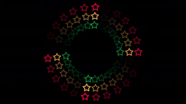 Sterne Afrikanischer Farbe Rotieren Kreis — Stockvideo