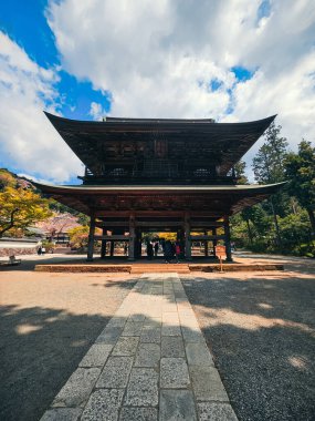 Tokyo 'da Eski Pagoda' yı Ziyaret Eden Turist.