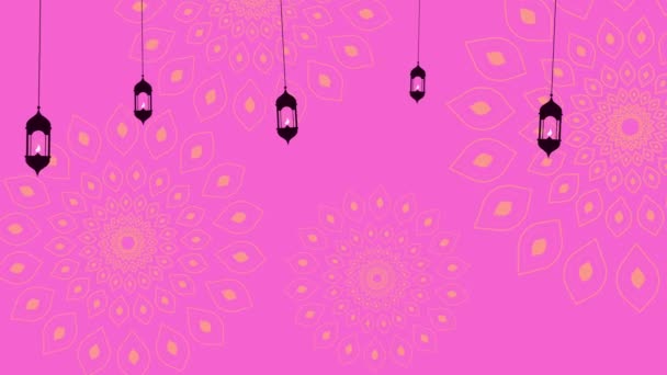 Schwungvolle Laternen Auf Rosa Hintergrund — Stockvideo