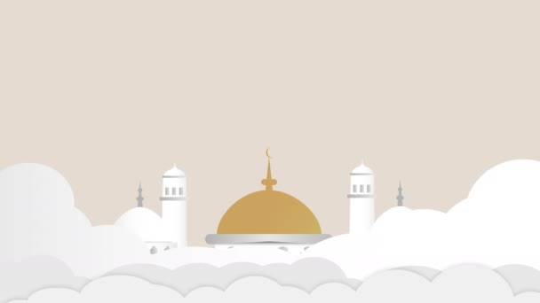 Animation Der Moschee Den Wolken Mit Sternen — Stockvideo
