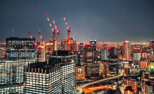 Building Lights In The Sky Of Tokyo.