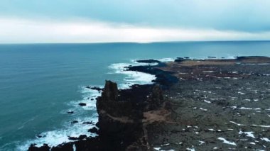 Yukarıdan İzlanda Deniz Manzarası .