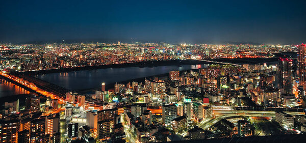 Lights From Buildings In Tokyo Seen From Above.