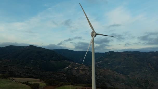 Aerial View New Generation Wind Turbine — Vídeos de Stock