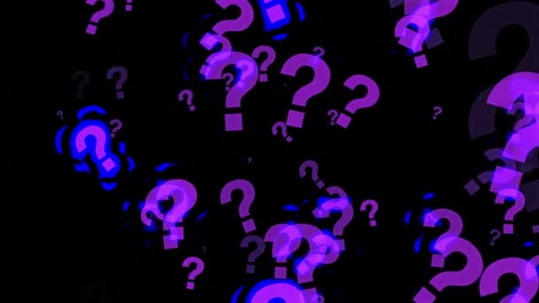 Marcas Interrogación Dinámicas Púrpura Azul — Vídeo de stock