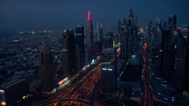 Ночь Наступающая Город Дубай — стоковое видео