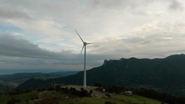 Aerial View New Generation Wind Turbine — Vídeos de Stock