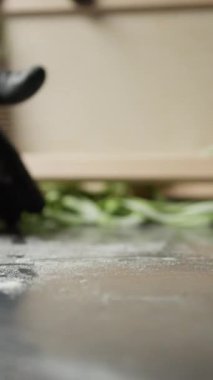 Geleneksel Hazırlıktan Sonra Yeşil Spagetti. 