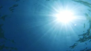 Rays of the sun filter into the ocean water.