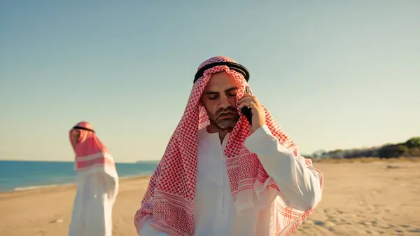 stock image Worried Sheik Having A Bad News From A Call. 