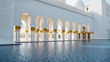 Abu Dabi 'deki Büyük Cami' nin Sütunları Altında Su . 