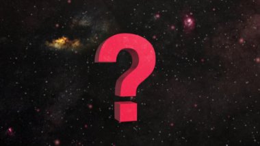 Güneş sisteminde yüzen kırmızı soru işareti. 