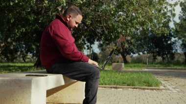 Park Bench 'teki çalışanlar bilgisayarın çalışmasına odaklanıyor. . 