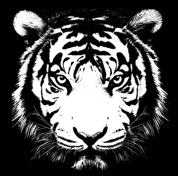 Silueta Cabeza Tigre Símbolo Retrato Tigre Del Nuevo Año Ilustración — Vector de stock