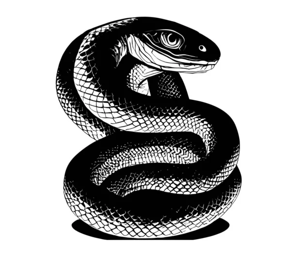 在白色背景上的黑白相间的蛇形草图 — 图库矢量图片