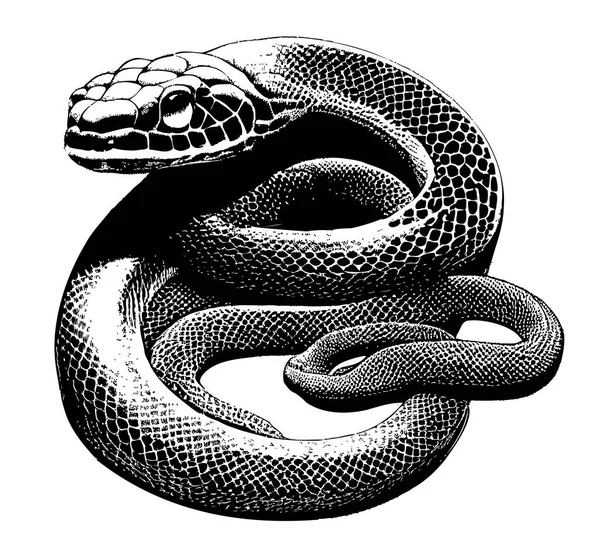 在白色背景上的黑白相间的蛇的轮廓 — 图库矢量图片