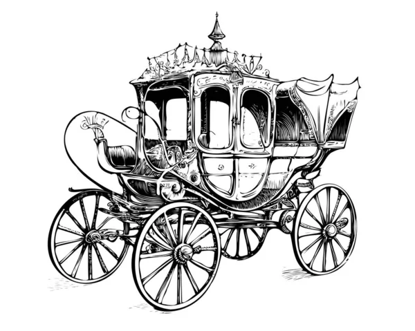 Vintage Royal Carrosse Rétro Croquis Main Illustration Vectorielle — Image vectorielle