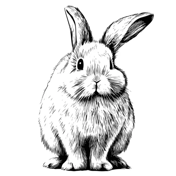 Niedliche Kaninchen Skizze Strichen Handzeichnung Vector Illustration — Stockvektor