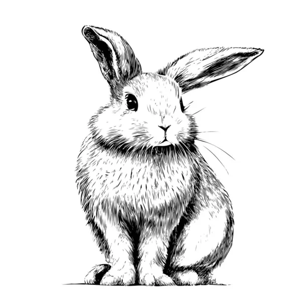 Lindo Conejo Dibujado Mano Sketch Vector Ilustración — Vector de stock