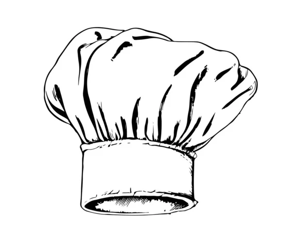 Chef Hatt Logotyp Skiss Hand Ritad Klotter Stil Vector Illustration — Stock vektor