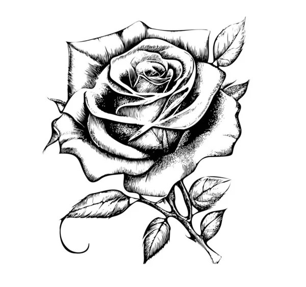 Beautiful Rose Hand Drawn Sketch Vector Illustration — Stock Vector