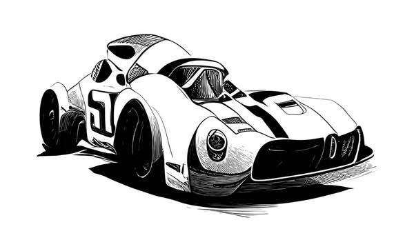 Racing Αυτοκίνητο Κινούμενο Σχέδιο Χέρι Διάνυσμα Εικονογράφηση — Διανυσματικό Αρχείο