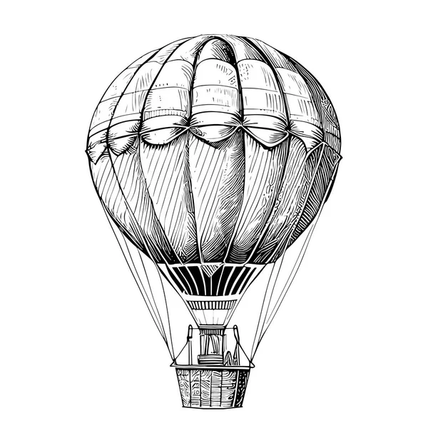 Horkovzdušný Balón Aerostat Náčrt Ručně Kreslené Vektorové Ilustrace — Stockový vektor