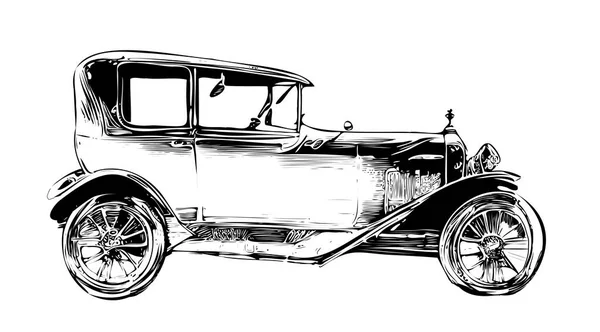 Vintage Auto Hand Getekend Schets Doodle Stijl Vector Illustratie — Stockvector
