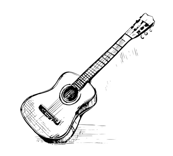 Gitar Retro Tarzı Çizimi Müzik Kavramı Vektör Illüstrasyonu — Stok Vektör