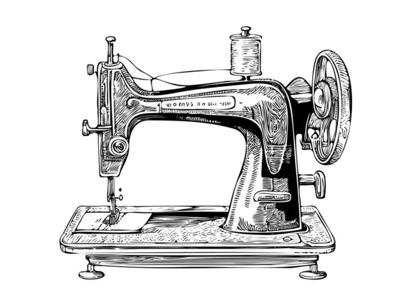 Máquina Costura Velho Esboço Mão Desenhada Estilo Doodle Ilustração Vetorial —  Vetores de Stock
