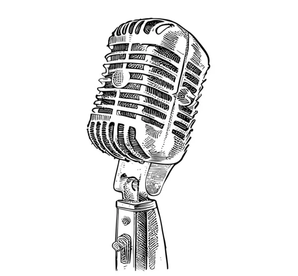 Mikrofon Vintage Szkic Ręcznie Rysowane Wektor Ilustracji — Wektor stockowy