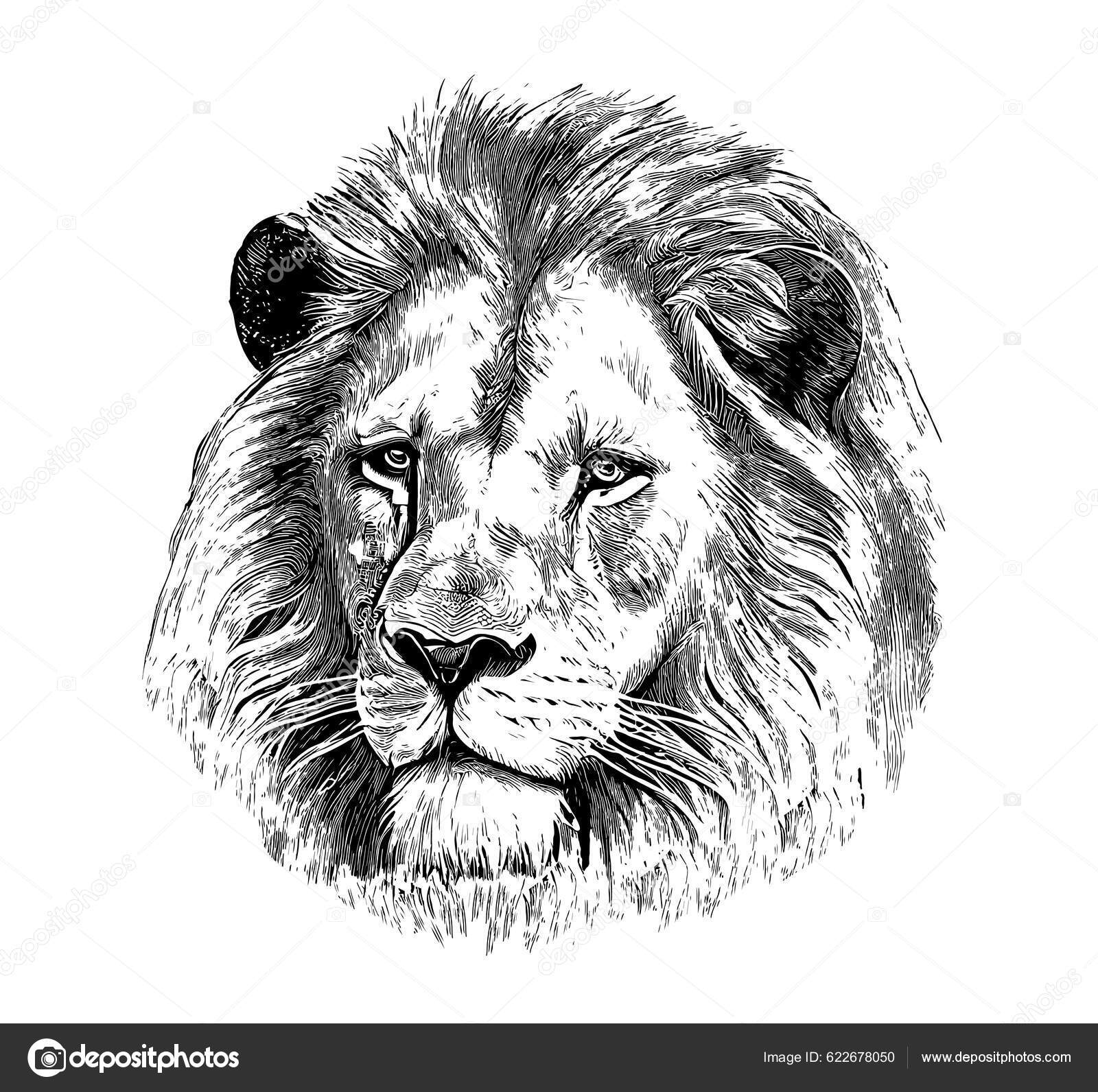 Lion Face Drawing Picture - Drawing Skill