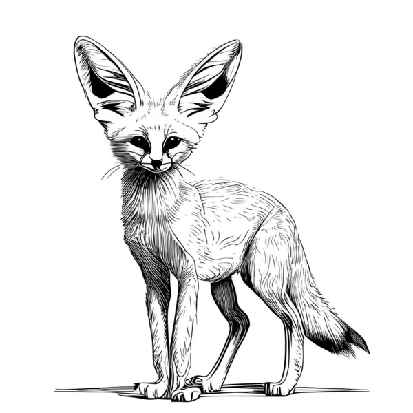 Fennec Fox Soyut Çizimi Oyma Stili Vektör Illüstrasyonu — Stok Vektör