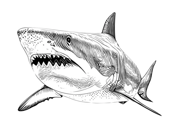 stock vector Shark hand drawn sketch Sea animals Vector illustration