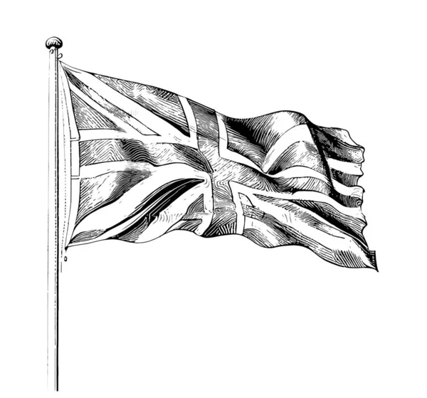 Britische Flagge Abstrakte Skizze Handgezeichnet Gestochenen Stil Vector Illustration — Stockvektor