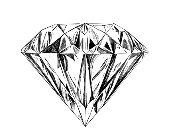 Χειροποίητο Διαμάντι Σκίτσο Κοσμήματα Πολύτιμοι Λίθοι Διάνυσμα Εικονογράφηση — Διανυσματικό Αρχείο