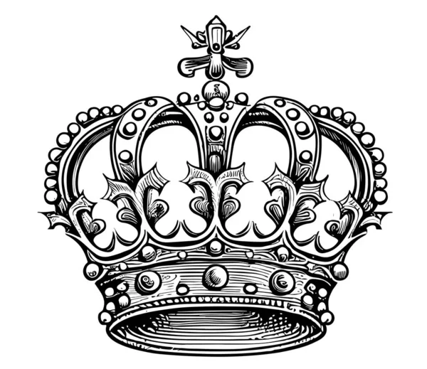 Corona Real Bosquejo Dibujado Mano Vector Ilustración — Vector de stock