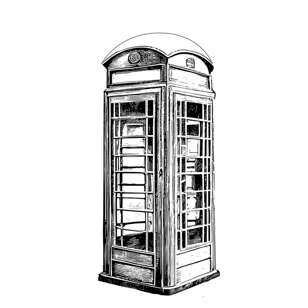 Inglés Street Phone Retro Sketch Dibujado Mano Vector Ilustración — Vector de stock