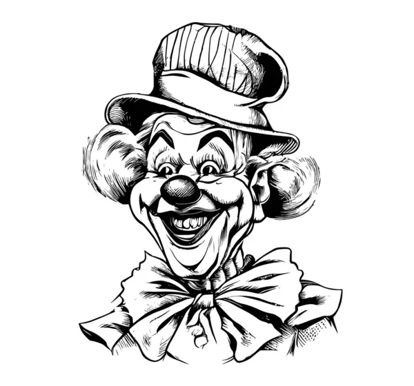 Portrait Joyeux Croquis Clown Dessiné Main Illustration Vectorielle — Image vectorielle