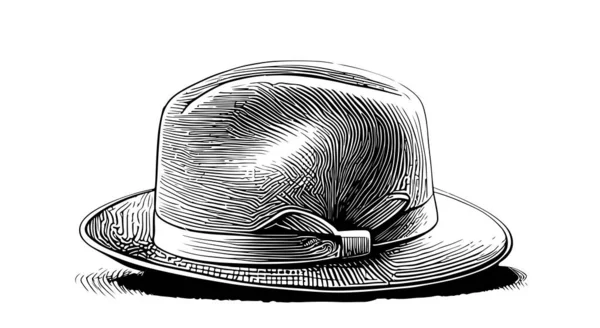 Καπέλο Σκίτσο Χέρι Σχέδιο Χάραξη Στυλ Διανυσματική Απεικόνιση — Διανυσματικό Αρχείο