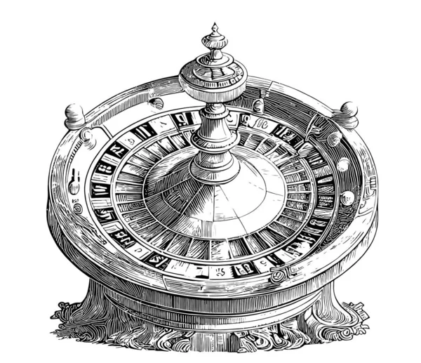 Ruleta Casino Boceto Abstracto Dibujado Mano Grabado Estilo Vector Ilustración — Archivo Imágenes Vectoriales