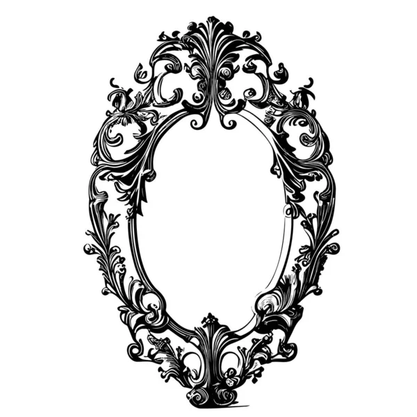 Espelho Vintage Esboço Mão Desenhado Gravado Estilo Vector Ilustração — Vetor de Stock