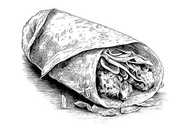 Burrito nefis Latin Amerika yemekleri çizimi Restoran iş konsepti Vector illüstrasyon