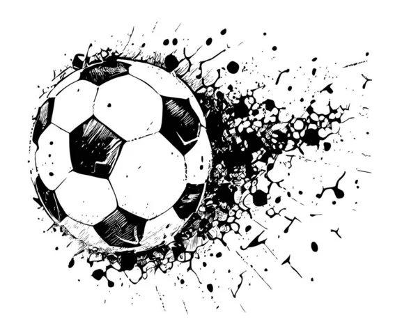 Bola Futebol Voando Esboço Gravura Mão Desenhada Esporte Vector Ilustração — Vetor de Stock